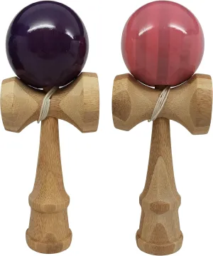 | 2 Pack | Competition Pro Kendama Full Size | Solid Wood Ball and Cup Coordination Toy | Pink and Purple Bundle