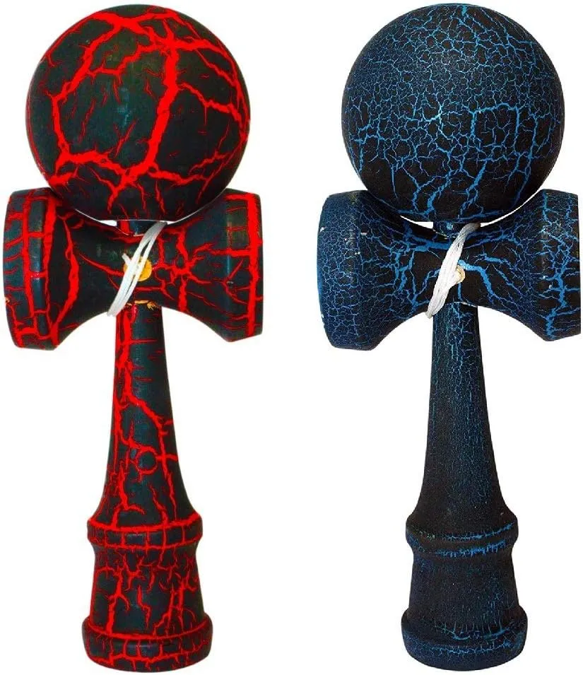 | 2 Pack | Competition Pro Kendama Full Size | Solid Wood Ball and Cup Coordination Toy | Red/Black Blue/Black Bundle