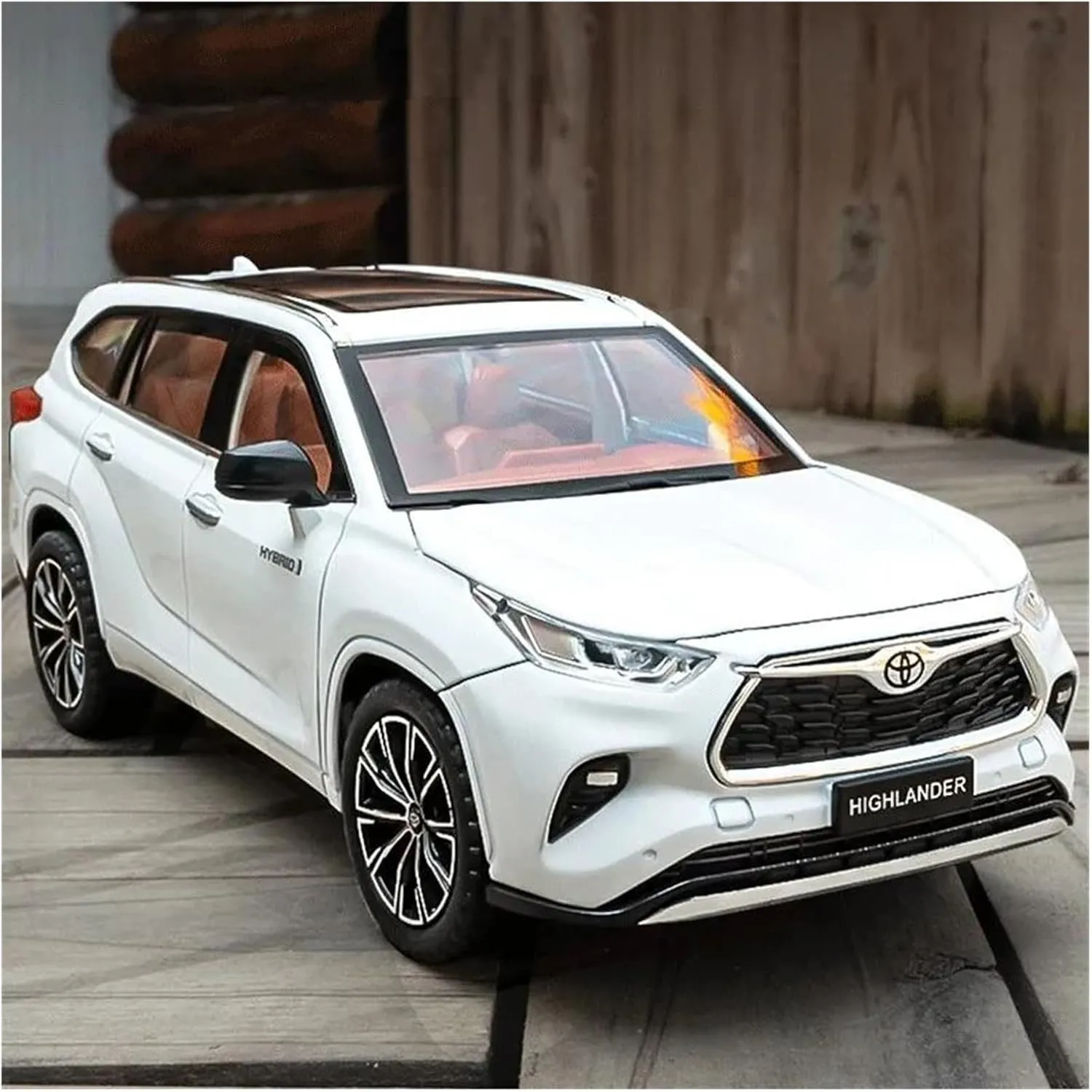 1 24 for Highlander SUV Alloy Diecast Metal Toy Vehicles Car Model Sound and Light Pull Back Car Enthusiasts Gifts Simulation Vehicle Playset(Black)