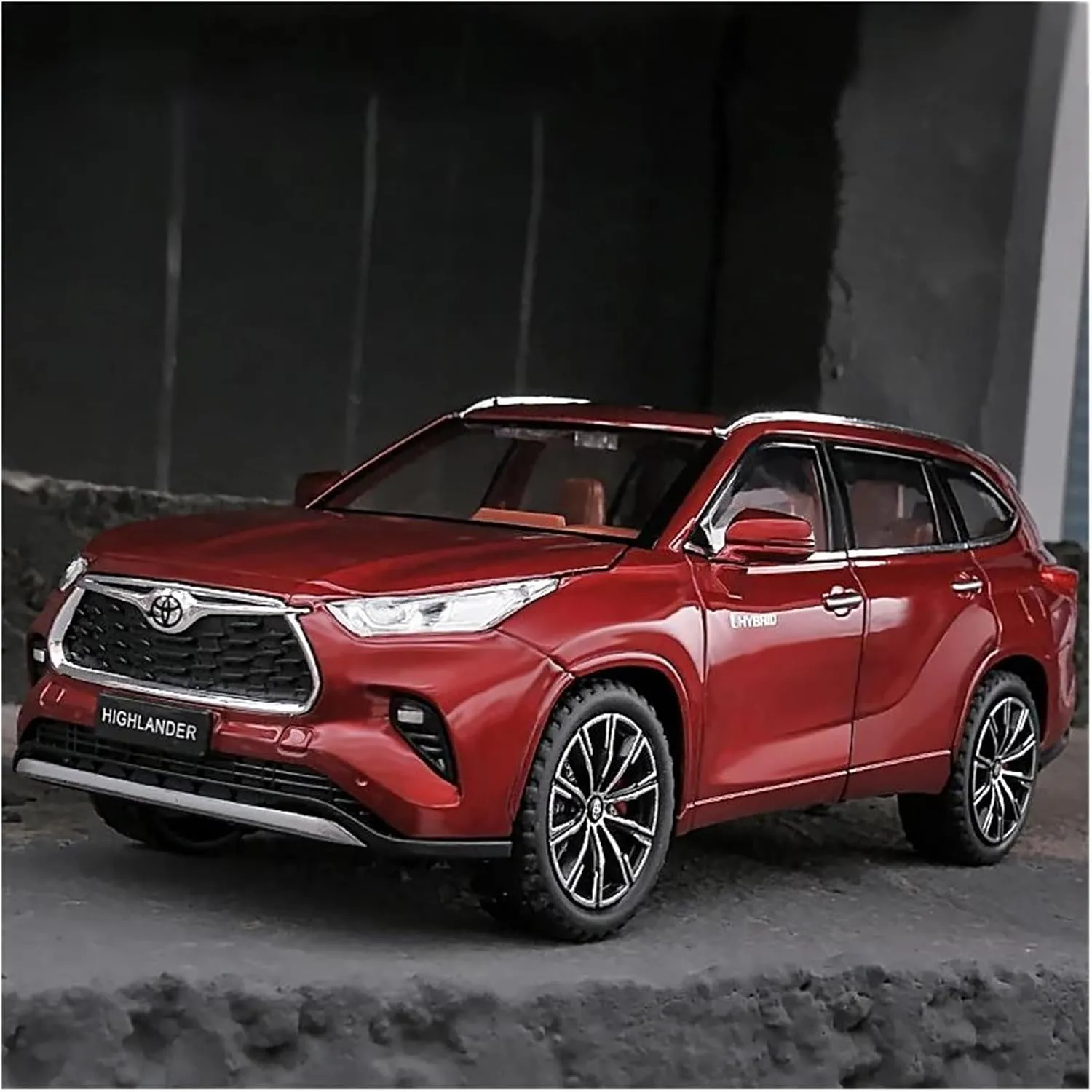 1 24 for Highlander SUV Alloy Diecast Metal Toy Vehicles Car Model Sound and Light Pull Back Car Enthusiasts Gifts Simulation Vehicle Playset(Black)