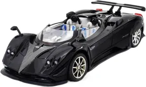 1 24 for Pagani Zonda HP Barchetta Supercar Alloy Car Model Sound and Light Pull Back Collectibles Birthday Gift Simulation Vehicle Playset(Black)