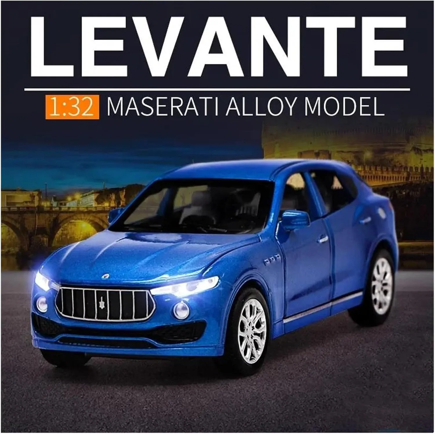1 32 for Maserati Levante SUV Alloy Car Model Diecast Toy Vehicles Metal Car Model Simulation Collection Toy Gift Classic Cars Collectible(Blue)