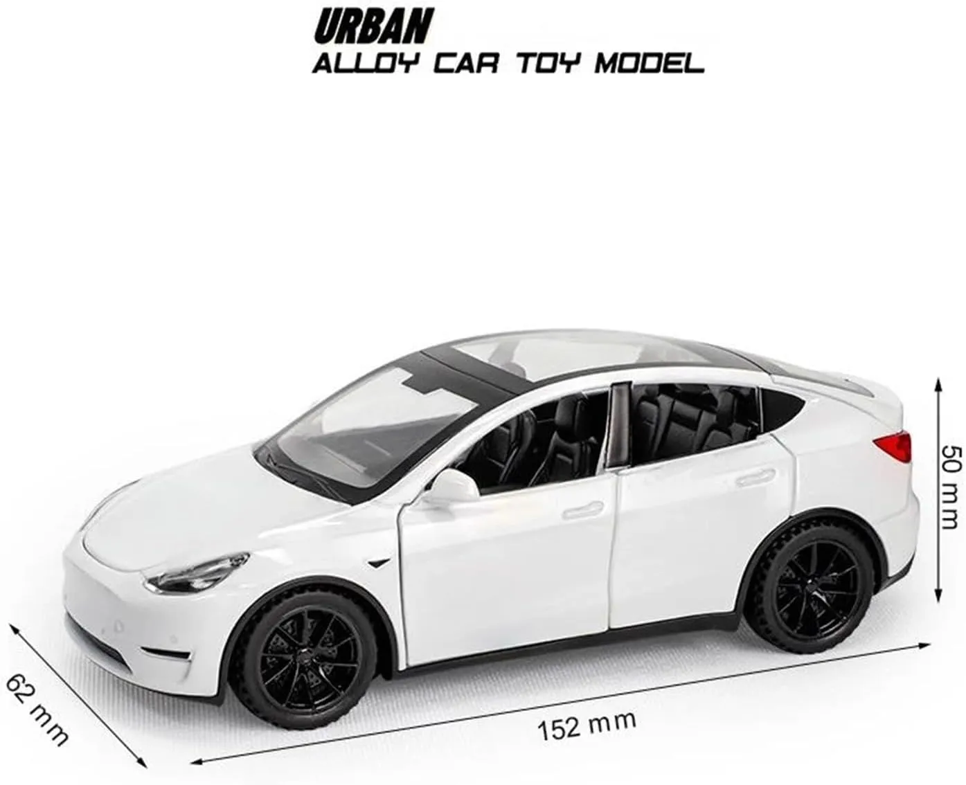 1 32 for Tesla Model Y Alloy Car Model Diecast Metal Car Model Simulation Sound and Light Collection Boy Gift Simulation Vehicle Playset(Black)