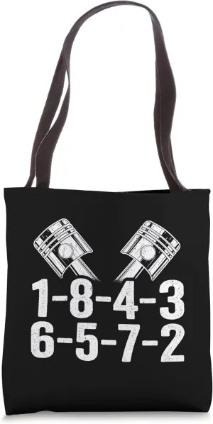 1-8-4-3-6-5-7-2 Firing Order V8 Big Block Car Guy Garage Tote Bag