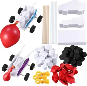 10 Sets DIY Balloon Power Car Kits Balloon Recoil Car Stem