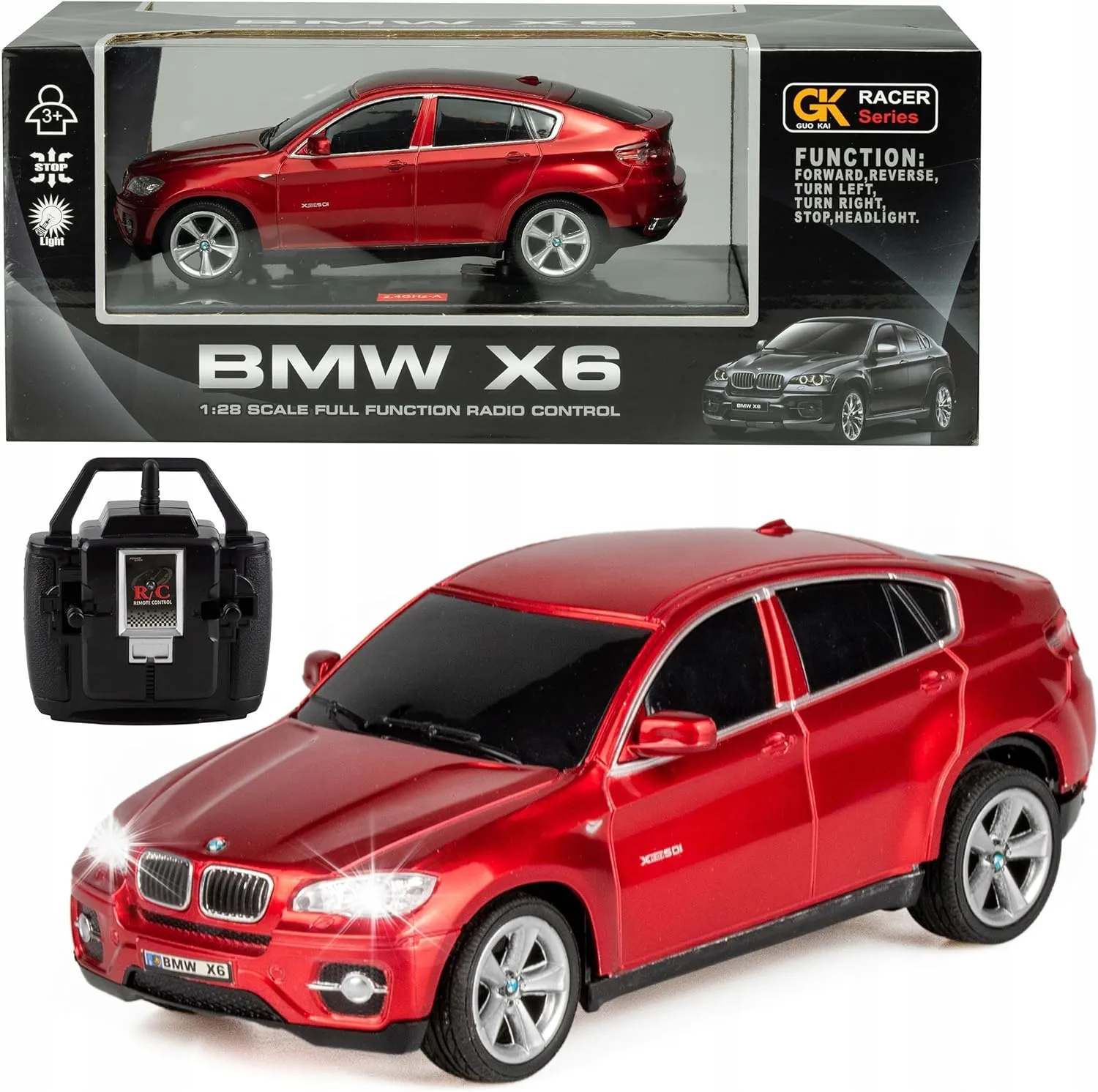 100 CLASSIC Remote Control Car, 1/24 Scale RC Sport Racing Toy Car, Compatible with BMW X6 Model Vehicle for Boys Girls Red