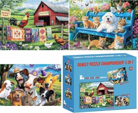100 300 500 Piece Puzzles for Adults Kids Seniors, Jigsaw Puzzles 500 Pieces Dog Cat Animals House Horse Puzzle Recycled Cardboard Jigsaw Puzzle Challenging Puzzles Game Family Activity Gift Toy