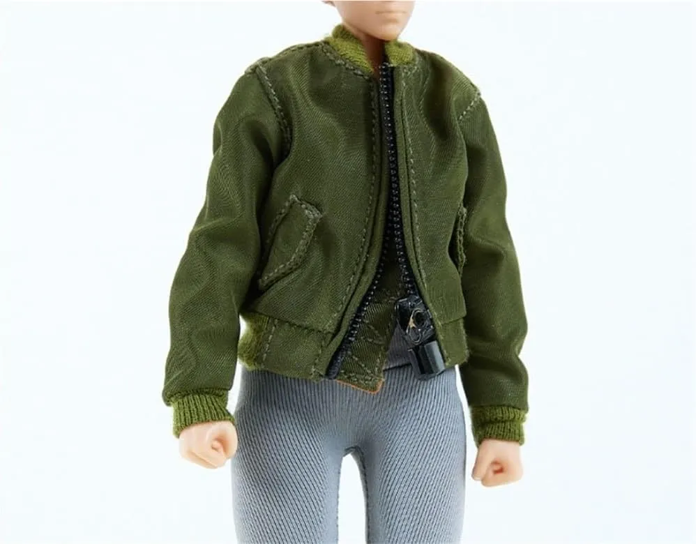 1/12 Scale Female Clothes,Figure Doll Clothes Coat Jacket Costume for 6" Female Soldier Action Figure Body Doll(Green)