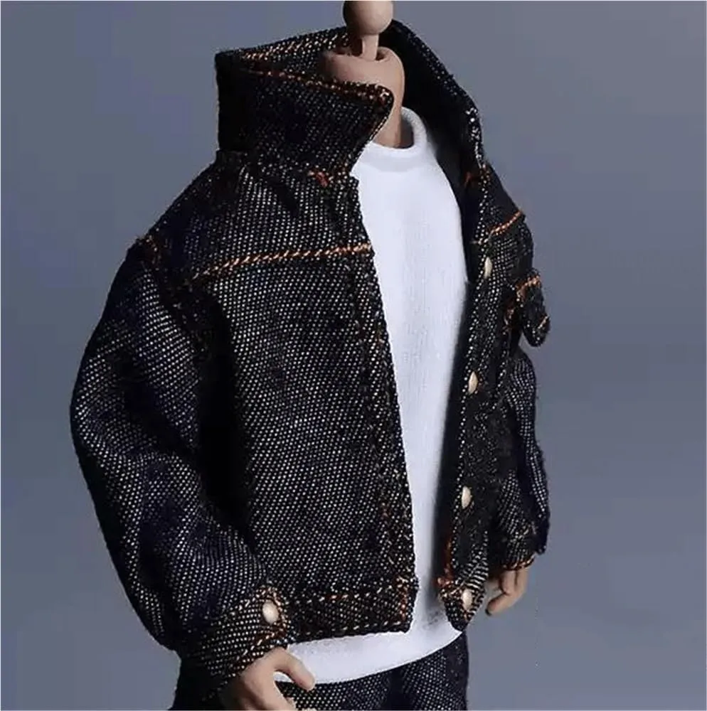 1/12 Scale Male Soldier Model Figure Doll Casual Long Sleeve Denim Jacket Jeans Clothes for 6 inch Action Figure Doll Clothes Doll(Black)