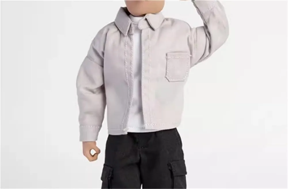 1/12 Scale Male Soldier Model Figure Doll Jackets Coats Solid Shirts Jacket for 6 inch Action Figure Doll Clothes Doll(Gray)