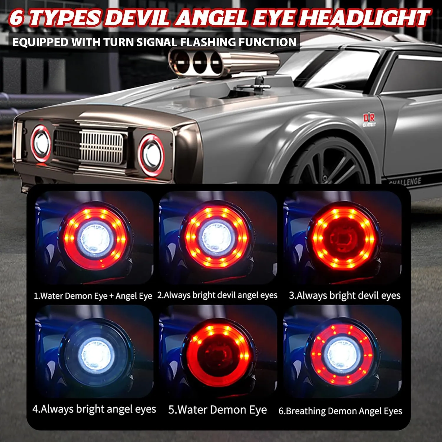 1/16 Fast RC Cars for Adults, RC Drift Car, 38KM/H High-Speed 4WD, Full Proportional Control, 6 LED Light Modes, 2 Rechargeable Batteries, RTR Drifting for Adults, Gift for Boys Kids and Girls