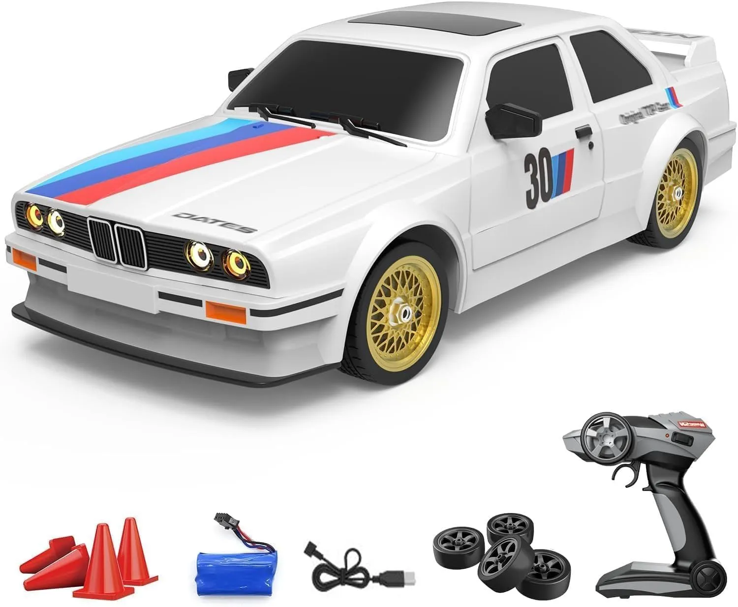 1/16 Scale 45km/h High-Speed 4wd Rc Drift Car with Front & Rear Led Lights, Abs Explosion-Proof Body, Racing Tyres, Full Proportional Throttle for Drift Racing