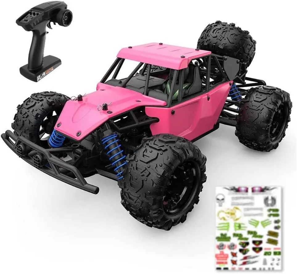 1:18 Pink RC Cars Toys for Boys Girls, 4WD Waterproof 40km/h High Speed Drift Remote Control Car Gifts for Kids 4X4 Off-Road RC Rock Crawler, 2.4GHz All Terrain RC Truck
