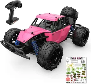 1:18 Pink RC Cars Toys for Boys Girls, 4WD Waterproof 40km/h High Speed Drift Remote Control Car Gifts for Kids 4X4 Off-Road RC Rock Crawler, 2.4GHz All Terrain RC Truck