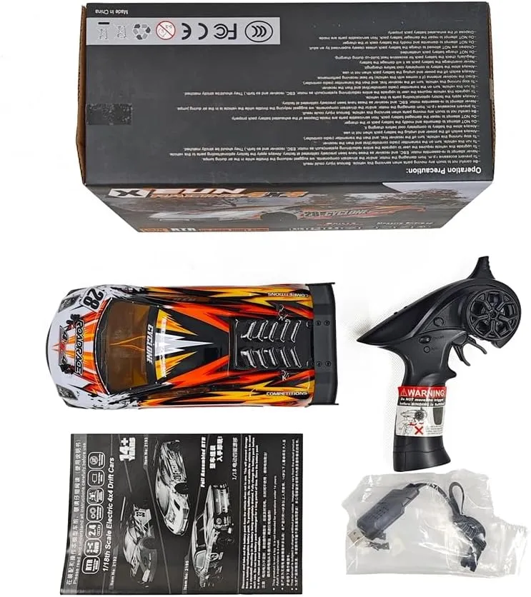 1:18 Scale High-Speed Electric RC Drift Car, 2.4G Anti-Interference 4WD RC Car with LED Lights, RC Racing Toys for Hobbyist