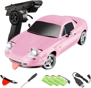 1/18 Scale RC Car, 2.4 GHz Proportional Control RWD RC Drift Car with LED Lights & Gyroscope, Durable Design for Adults On-Road Racing (RTR / 3 Battery)