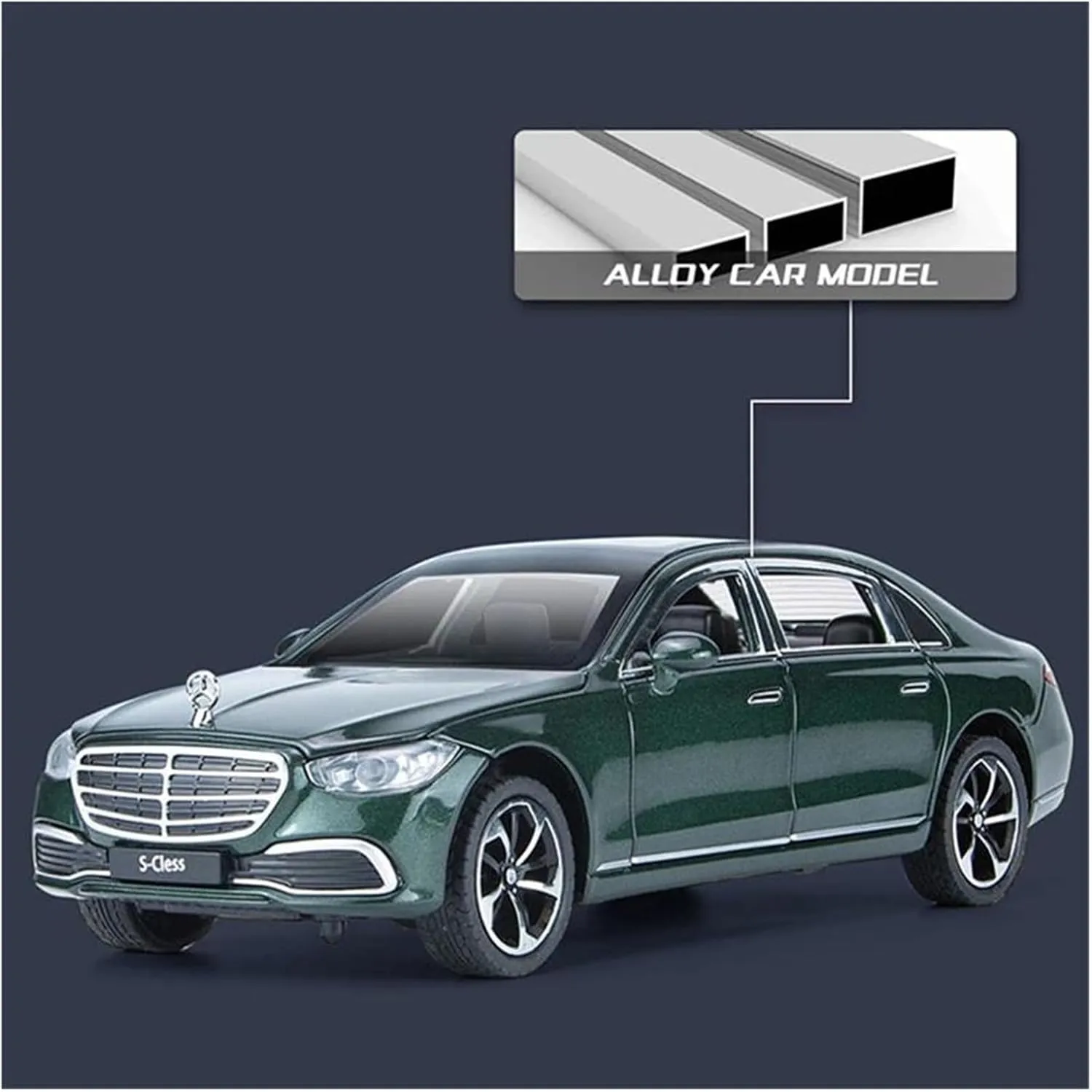 1:22 for Benz S400 Alloy Luxy Car Model Diecast Metal Metal Toy Vehicles Car Model Sound and Light Collectibles Simulation Vehicle Playset(White)