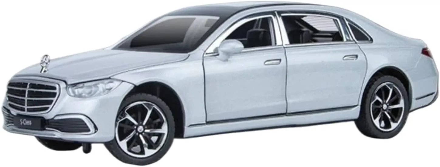 1:22 for Benz S400 Alloy Luxy Car Model Diecast Metal Metal Toy Vehicles Car Model Sound and Light Collectibles Simulation Vehicle Playset(White)
