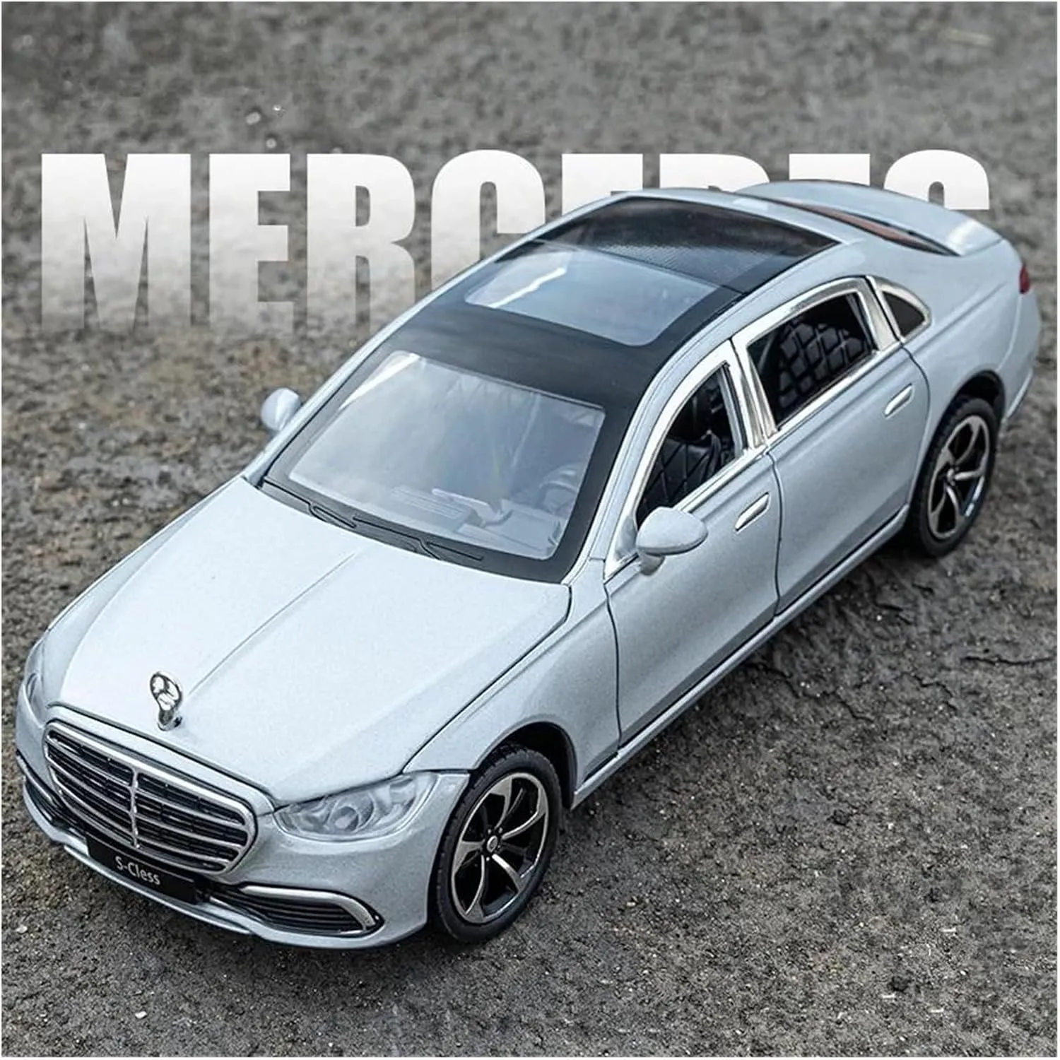 1:22 for Benz S400 Alloy Luxy Car Model Diecast Metal Metal Toy Vehicles Car Model Sound and Light Collectibles Simulation Vehicle Playset(White)