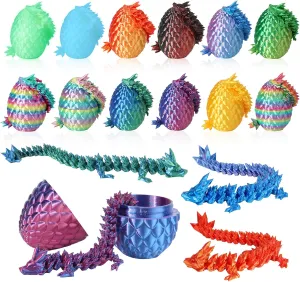 12PCS 3D Printed Dragon Eggs with Dragon Inside, Easter Egg Stuffers, Articulated Dragon Fidget Toy for Kid Boy Girls, Mystery Dragon Eggs for Kindergarten Graduation Gifts