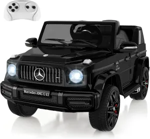 12V Kids Ride On Car, Licensed Mercedes Benz G63 Kids Car Battery Powered w/Parent Remote Control, LED Lights, Music, Radio, Electric Car Ride on Toy for Kids, Black
