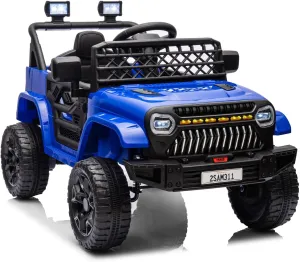 12V Kids Ride On Truck Battery Powered Ride On Car Toy for Toddles Electric Vehicle with 2.4G Remote Control, Spring Suspension, Battery Display, LED Lights, Music, Navy Blue