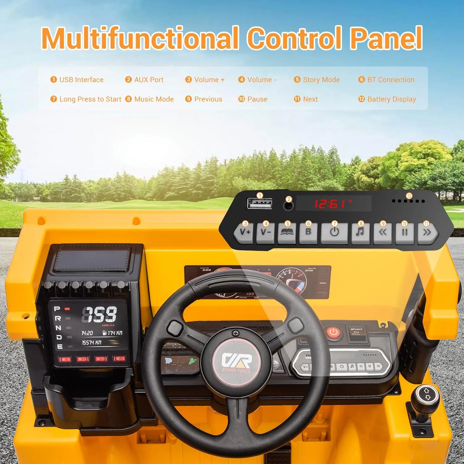 12V Ride on Dump Truck, Ride on Car with Dump Bed,Shovel, Electric Kids Truck with Parent Remote Control, Battery Powered Construction Vehicles with Light,Music,Soft Start for Safety