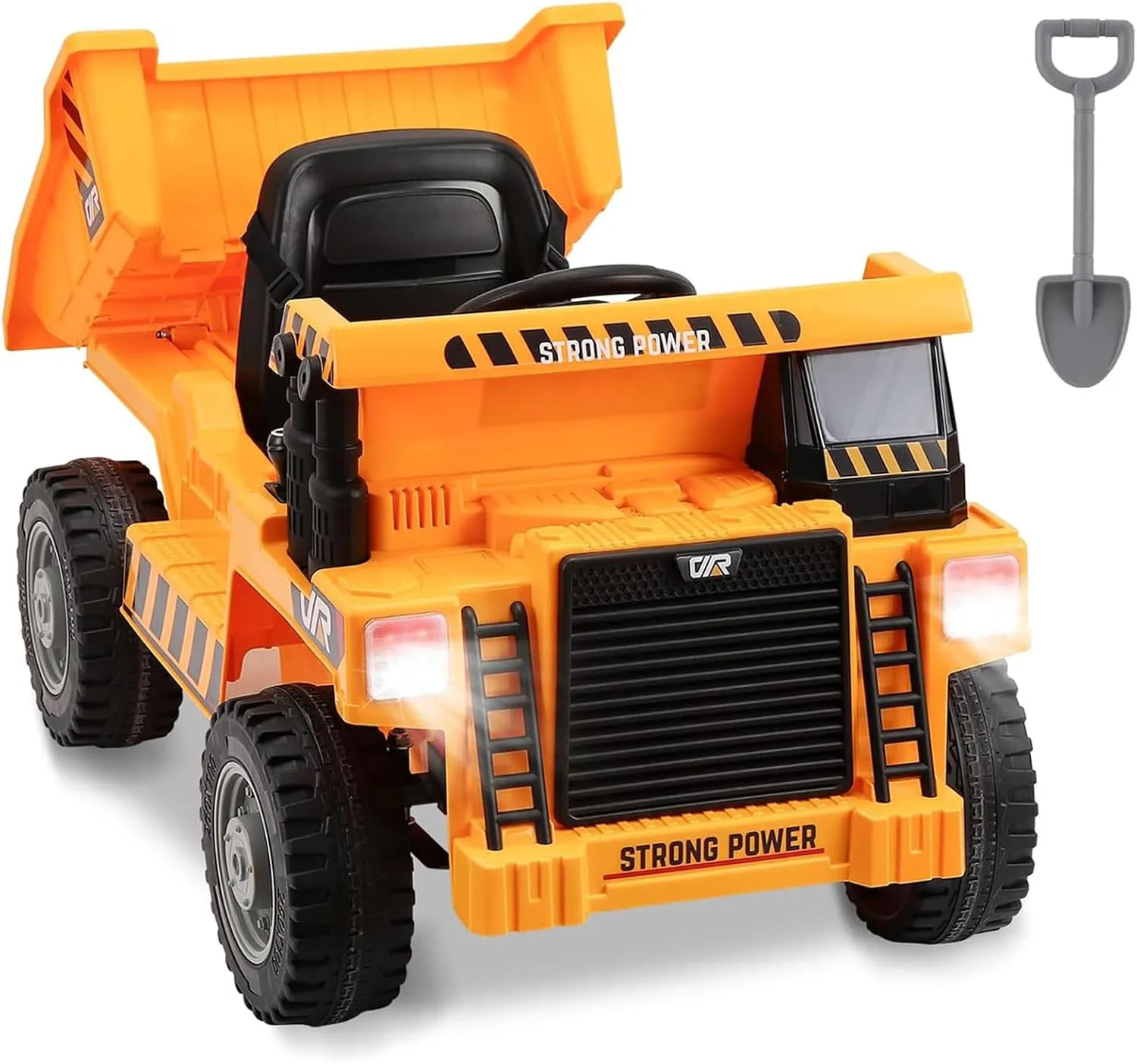 12V Ride on Dump Truck, Ride on Car with Dump Bed,Shovel, Electric Kids Truck with Parent Remote Control, Battery Powered Construction Vehicles with Light,Music,Soft Start for Safety