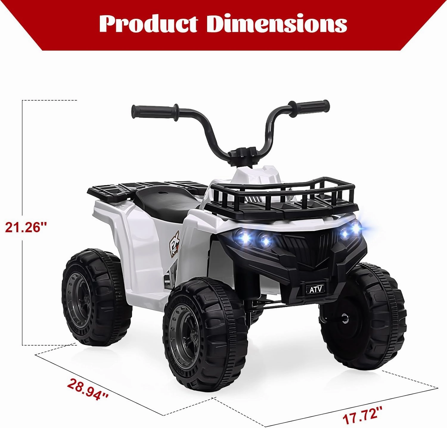 12V 4.5AH Kids ATV 4 Wheeler Rechargeable Battery Car for Ages 3  | ASTM/CPSIA Certified Electric Quad with Ergonomic Seat, Treaded Tires & Rubber Grips | Indoor/Outdoor Ride-On Toy