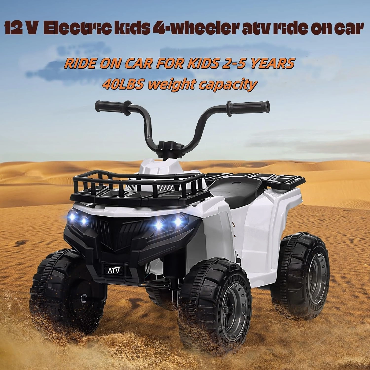 12V 4.5AH Kids ATV 4 Wheeler Rechargeable Battery Car for Ages 3  | ASTM/CPSIA Certified Electric Quad with Ergonomic Seat, Treaded Tires & Rubber Grips | Indoor/Outdoor Ride-On Toy