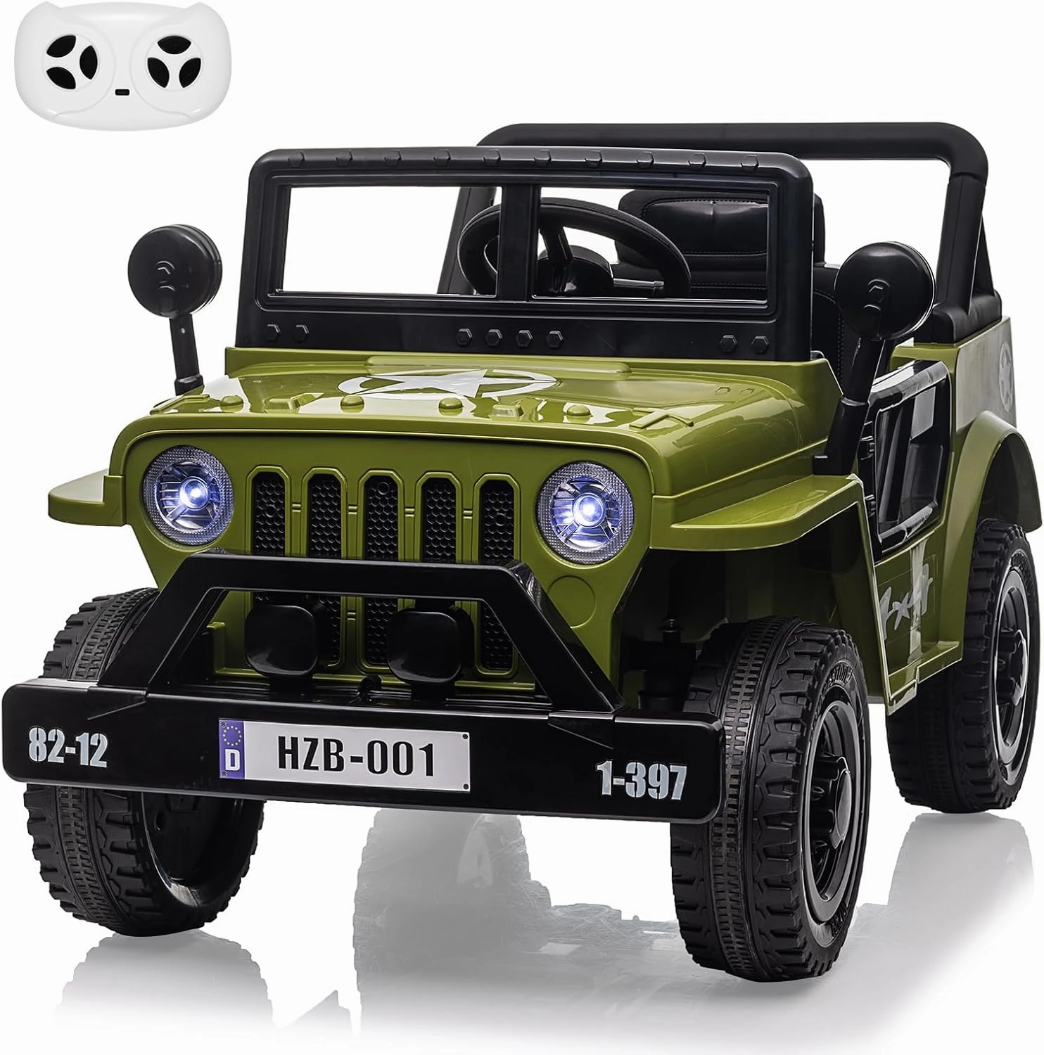 12V Kids Electric Vehicle Ride-On Truck with Remote Control, Electric Ride-On Car Toys with Spring Suspension, Adjustable Speeds, LED Lights, Music, and Safety Belt for Boys and Girls