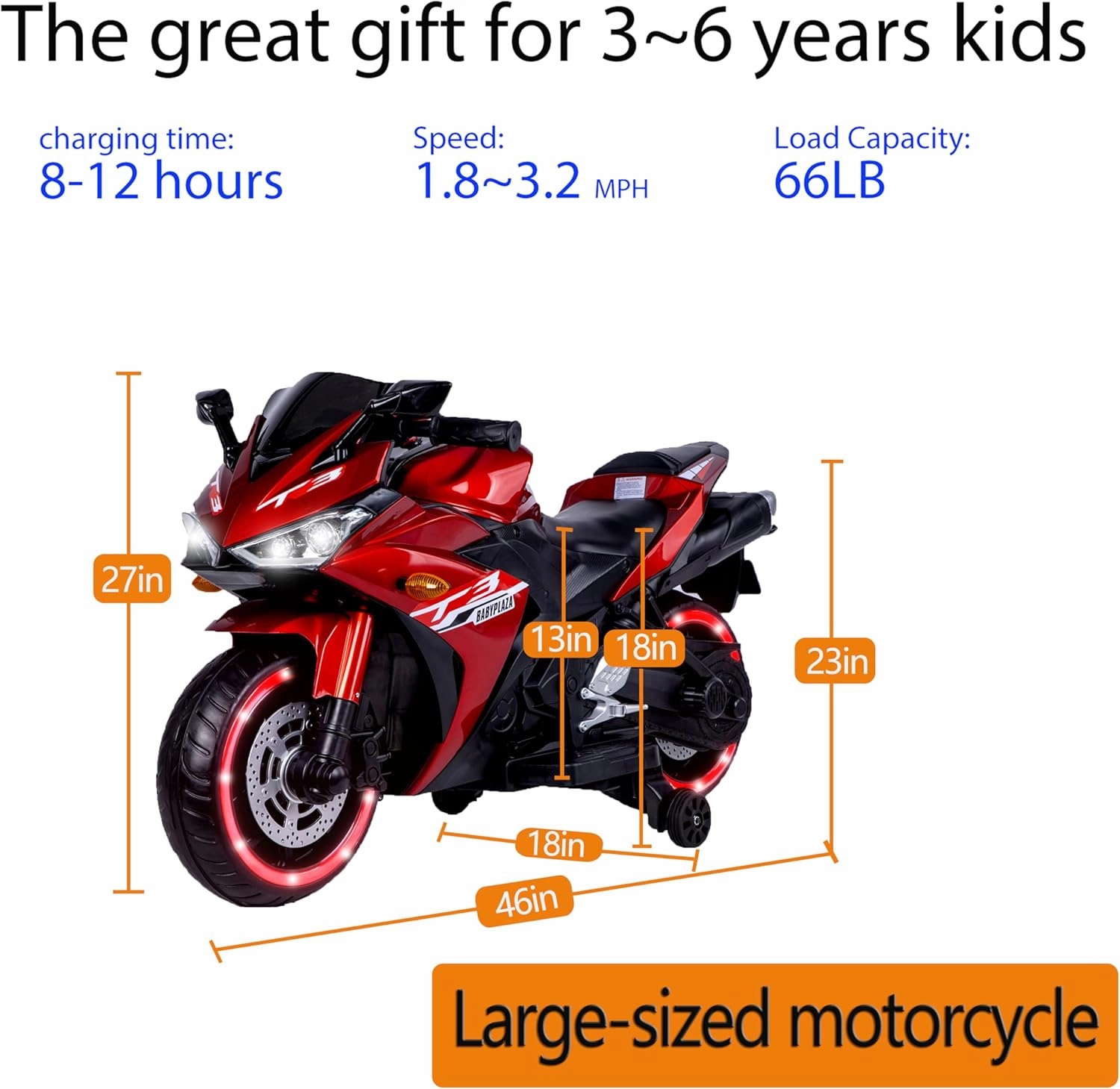 12v Motorcycle for Kids,TAMCO Children Battery Motorcycle Rechargeable 2 Wheels Motorbike Ride on Kids Electric Motorcycle with Lighting Wheels/Hand Racing Foot Brake