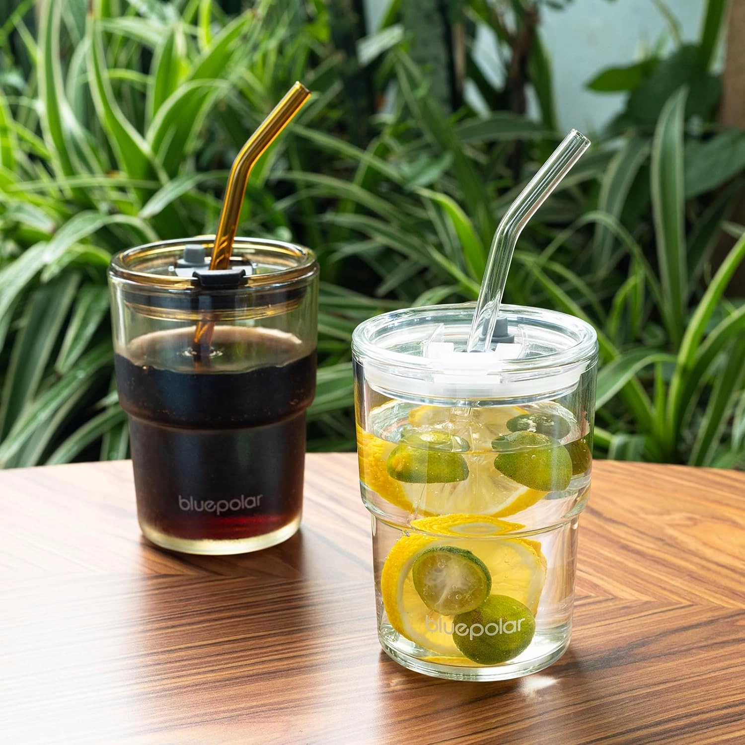 13oz/400ml Glass Water Tumbler with Straw and Lid Sealed Carry On Thick Wall Iced Coffee Cup Glass Cup for Water, Iced Tea Fruit Juice Etc (Aurora White,2Pack…