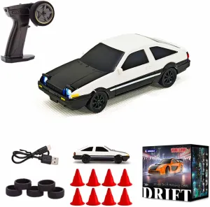 1/43 Mini 4WD RC Drift Car, 2.4G Full-Proportional Mini Electric RC Racing Car Model with LED Lights,15 KM/H High Speed Sports Vehicle