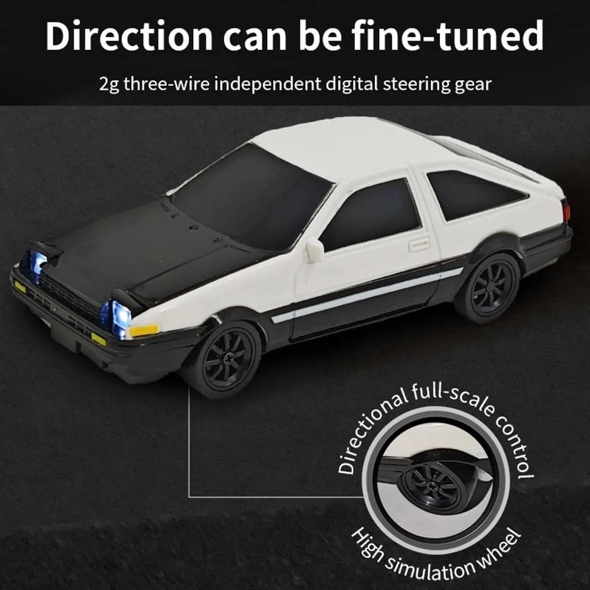 1/43 Mini 4WD RC Drift Car, 2.4G Full-Proportional Mini Electric RC Racing Car Model with LED Lights,15 KM/H High Speed Sports Vehicle