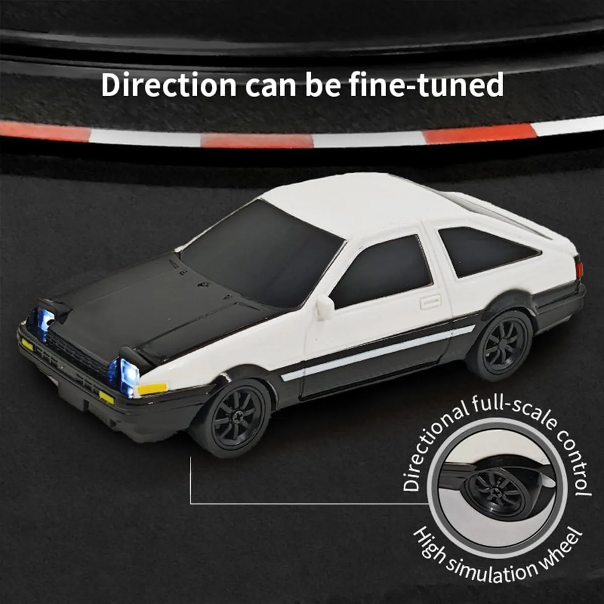 1/43 Mini 4WD RC Drift Car, 2.4G Full-Proportional Mini Electric RC Racing Car Model with LED Lights,15 KM/H High Speed Sports Vehicle