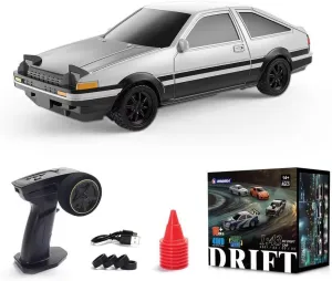 1:43 Scale Mini Drift Racing Car with Radio Control and LED Lights, 2.4G 15 KM/H High-Speed Electric Vehicle, Full-Scale RC Racing Car for Adults