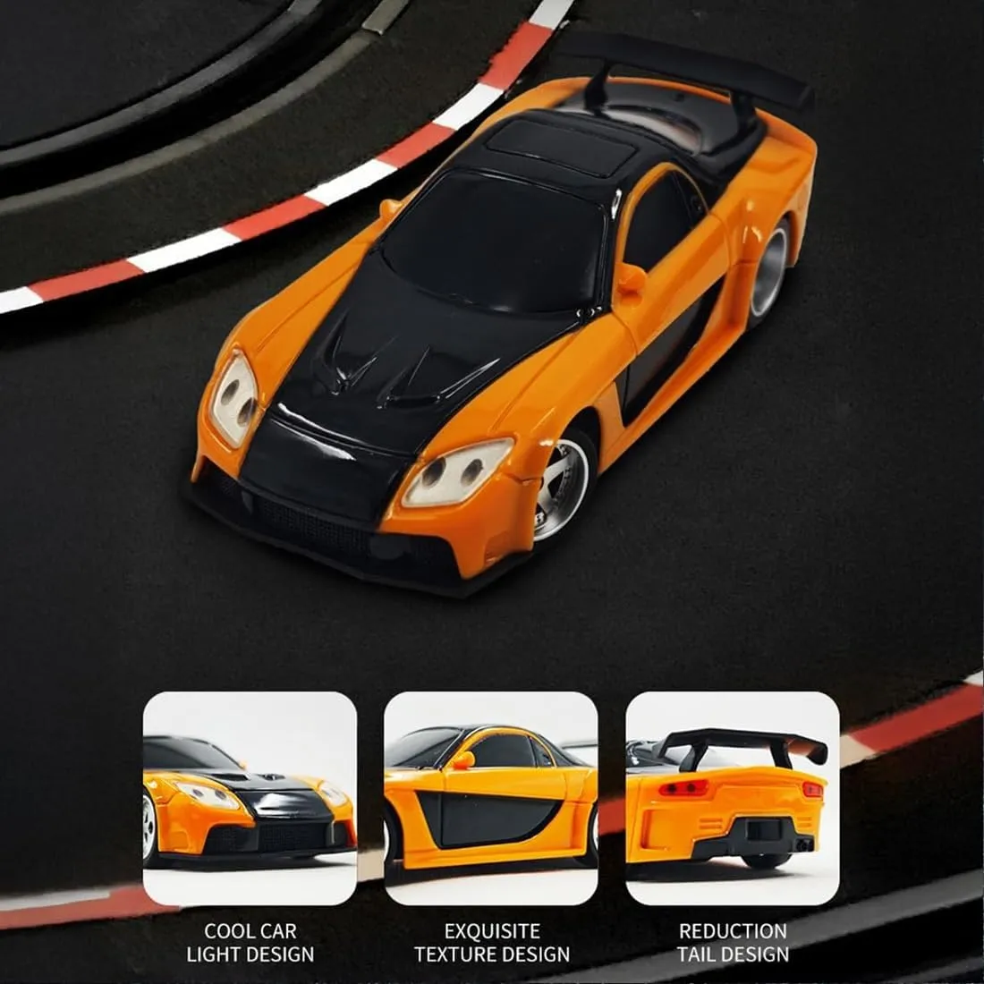 1:43 Scale Mini Drift Racing Car with Radio Control and LED Lights, 2.4G 15 KM/H High-Speed Electric Vehicle, Full-Scale RC Racing Car for Adults