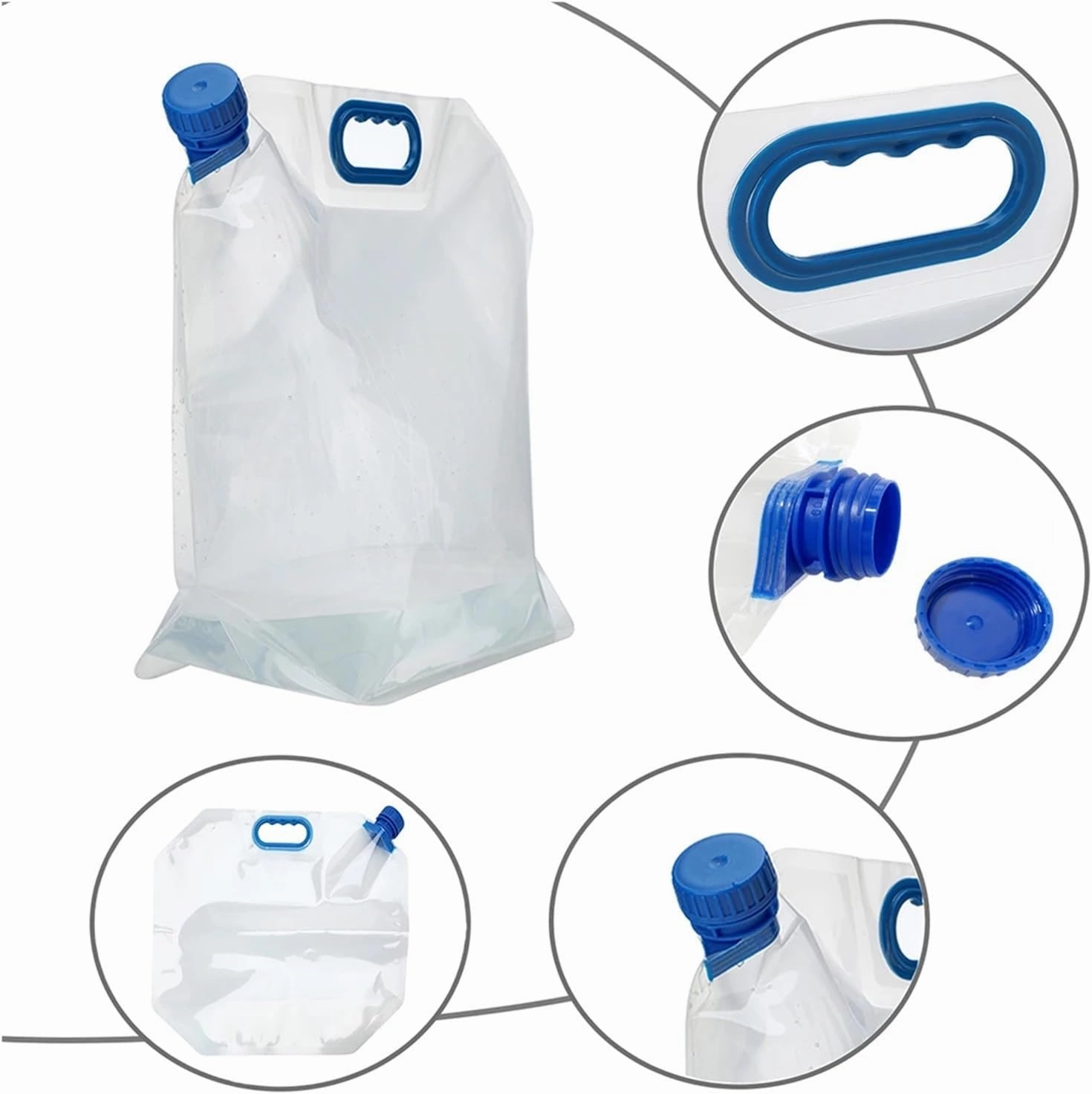 15 L Collapsible Water Bottle Canteen Portable Foldable Water Bottle with Handle Drinking Water Bag for Biking Hiking Travel (Color : Blue)