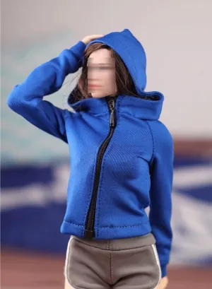 1/6 Scale Female Soldier Figure Doll Sports Jackets Coat Hoodie for 12" Action Figure Doll Clothes Doll(Blue)