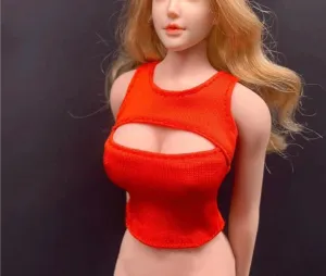 1/6 Scale Female Soldier Model Figure Doll Casual Undershirt Sleeveless Underwear Clothes for 12 inch Action Figure Doll Clothes Doll(Red)