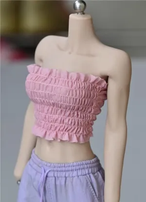 1/6 Scale Female Soldier Model Figure Doll Clothes Elastic Pleated Vest for 12 Inch Movable Doll Action Figure Accessories Doll(Pink)