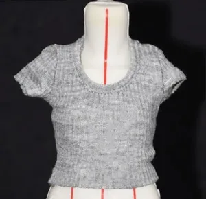 1/6 Scale Female Soldier Model Figure Doll Clothes Round Neck Short Sleeved Knitted Shirt for 12 Inch Movable Doll Action Figure Accessories Doll
