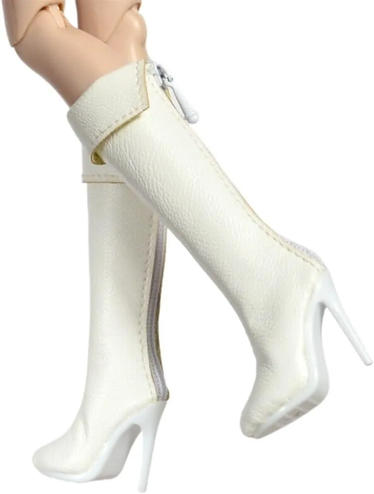 1/6 Scale Female Soldier Model Figure Doll Shoes High Heel Boots E0C2 for 12" Movable Doll Action Figure，Doll Miniatures Accessories Doll(White)