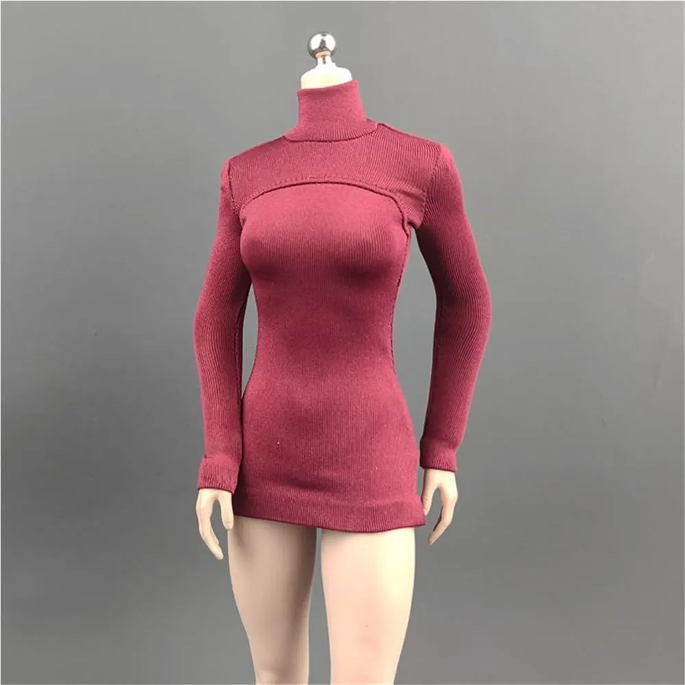 1/6 Scale Female,Figure Doll Clothes High Neck Long Knitted Dress Costume for 12" Female Soldier Action Figure Doll