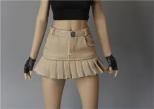 1/6 Scale Female,Figure Doll Clothes High Waist Pleated Skirt Uniform Skirt for 12" Soldier Action Figure Doll(Brown)