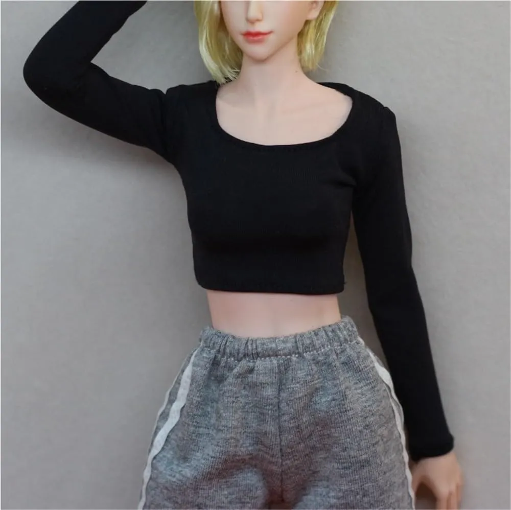 1/6 Scale Female,Figure Doll Clothes Long Sleeve Basic Shirts Costume for 12" Soldier Action Figure Doll(Black)