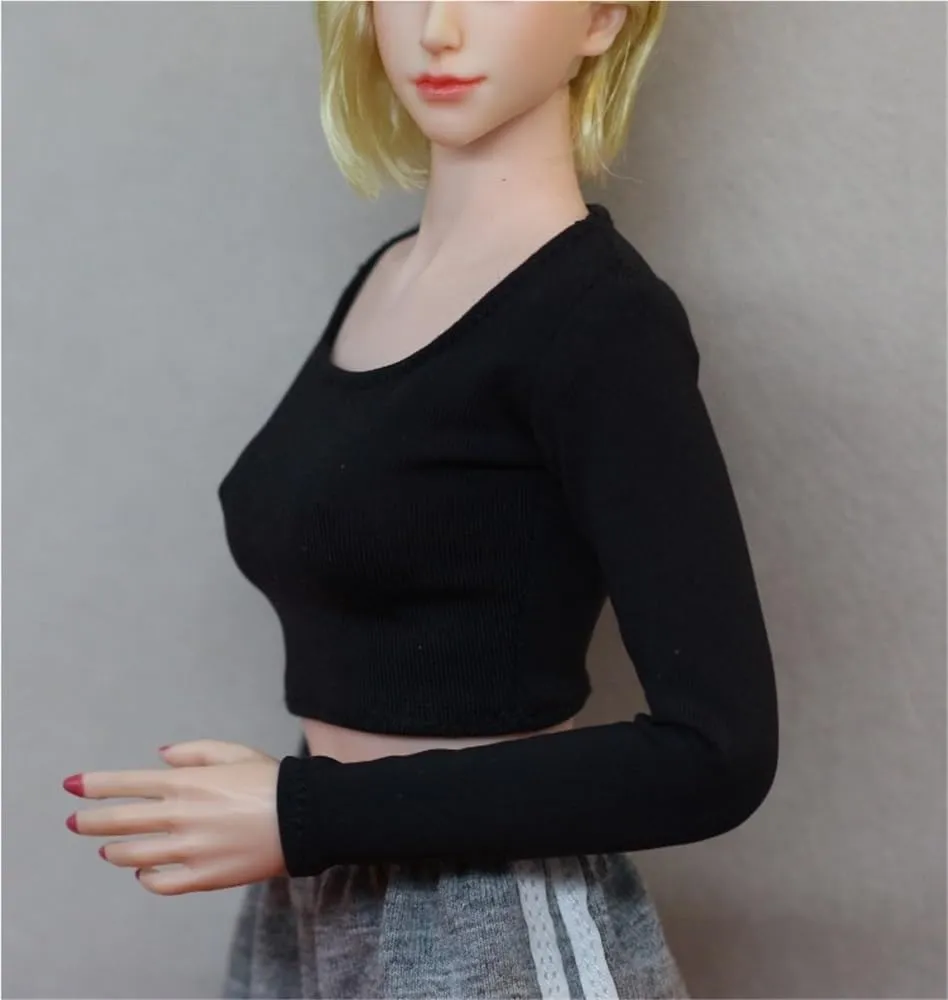 1/6 Scale Female,Figure Doll Clothes Long Sleeve Basic Shirts Costume for 12" Soldier Action Figure Doll(Black)