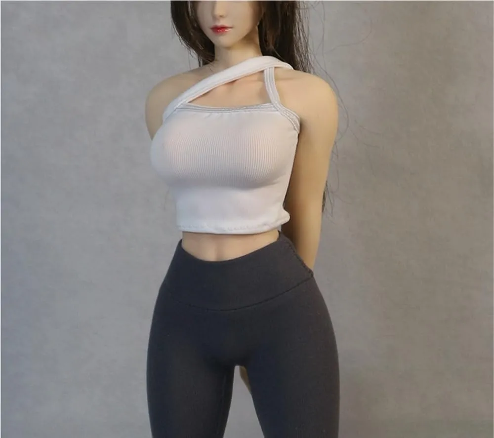 1/6 Scale Female,Figure Doll Clothes Shoulder Sleeveless Shirts Costume for 12" Female Soldier Action Figure Doll(White)