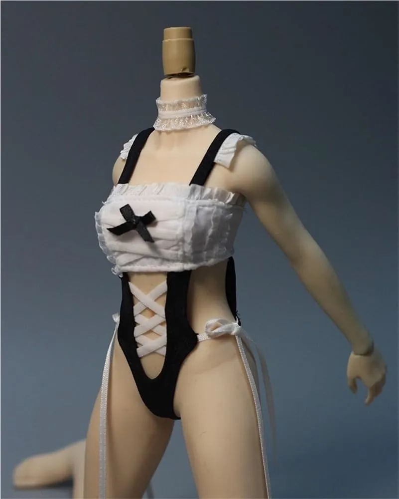 1/6 Scale Female,Figure Doll Clothes Sleeveless Maid Bodysuit Costume for 12" Soldier Action Figure Doll(Black)